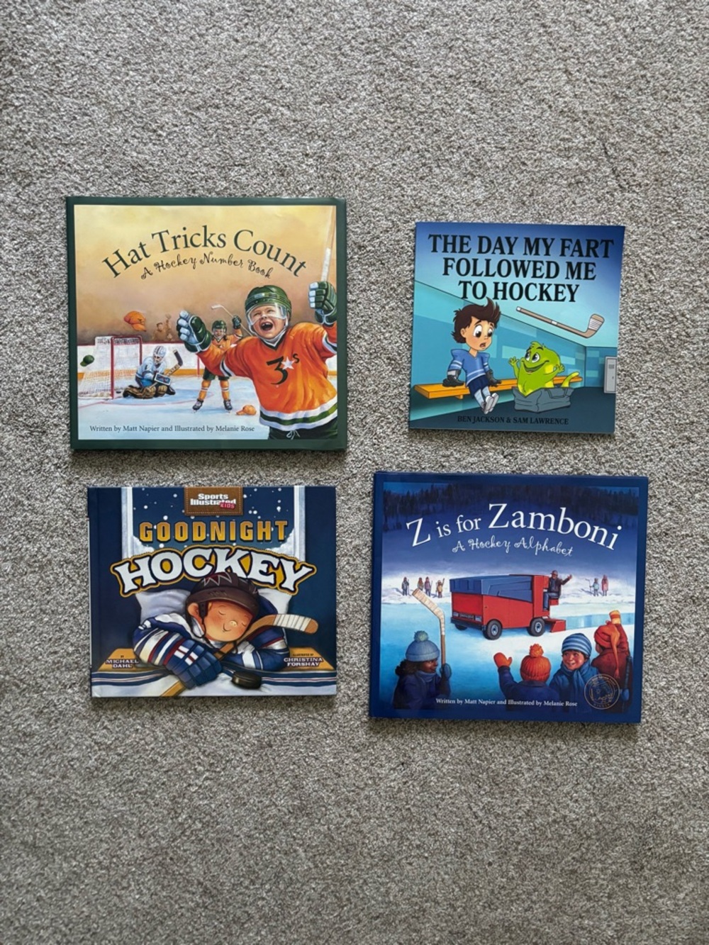 Children’s hockey book bundle z Zamboni goodnight hockey hat tricks